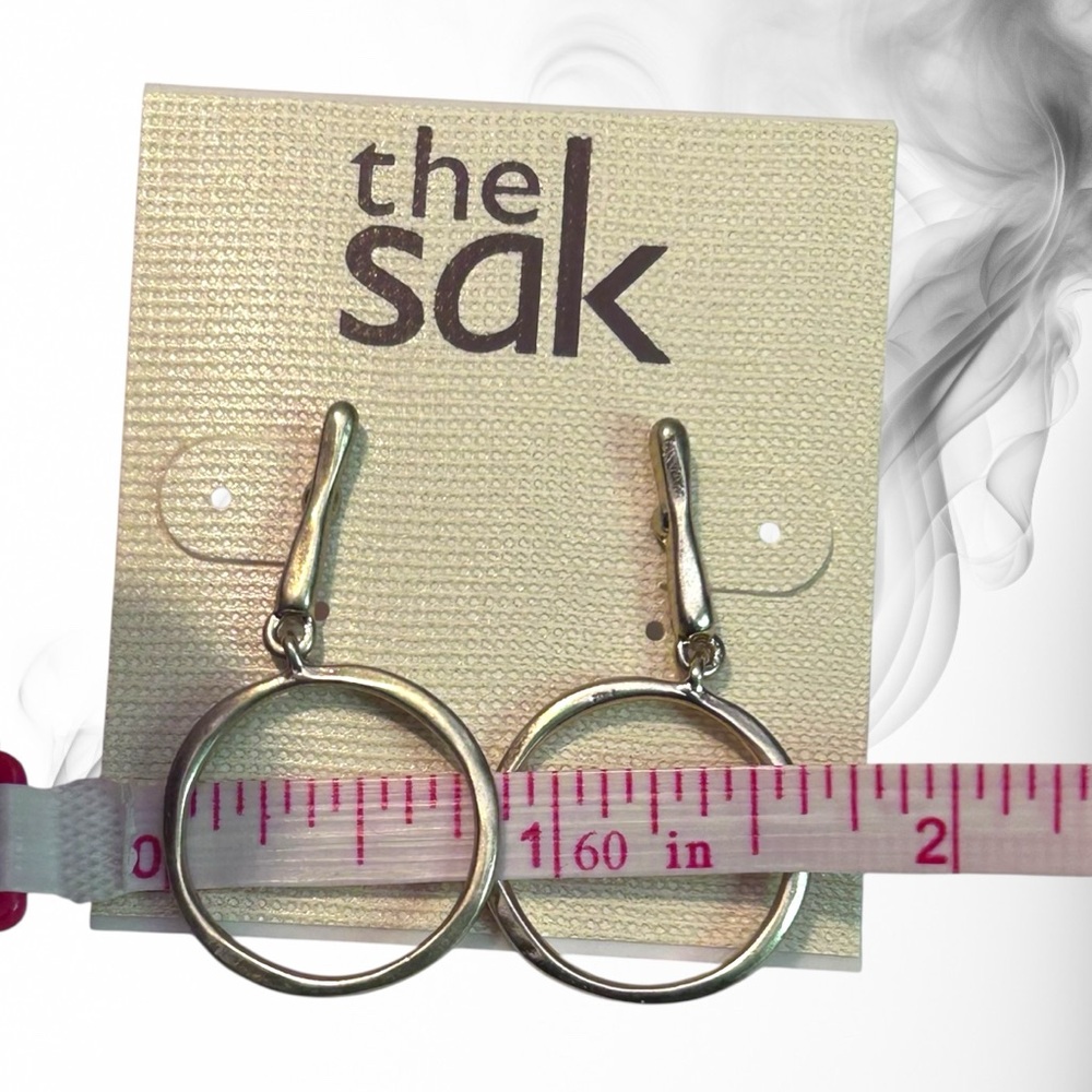 The Sak Gold Hoop Earrings Long Dangle Pierced Post - Picture 3 of 4